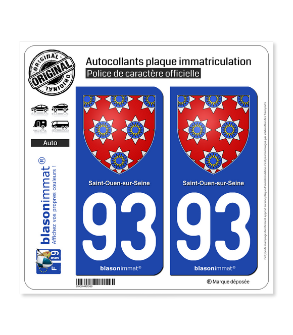 93 Saint-Ouen-sur-Seine - Blason| Autocollant plaque immatriculation