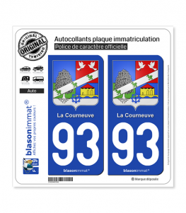 93 La Courneuve - Armoiries | Autocollant plaque immatriculation