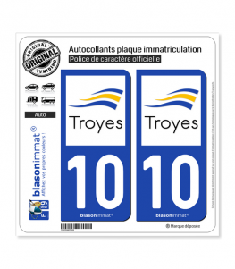 10 Troyes - Ville | Autocollant plaque immatriculation