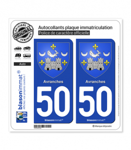 50 Avranches - Armoiries | Autocollant plaque immatriculation