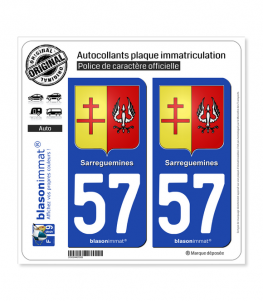 57 Sarreguemines - Armoiries | Autocollant plaque immatriculation