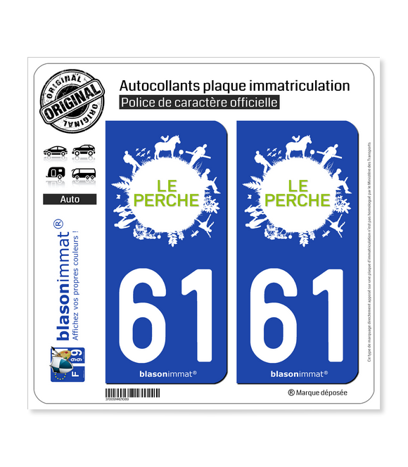 61 Le Perche - Pays | Autocollant plaque immatriculation