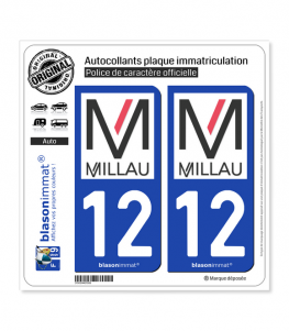 12 Millau - Ville | Autocollant plaque immatriculation