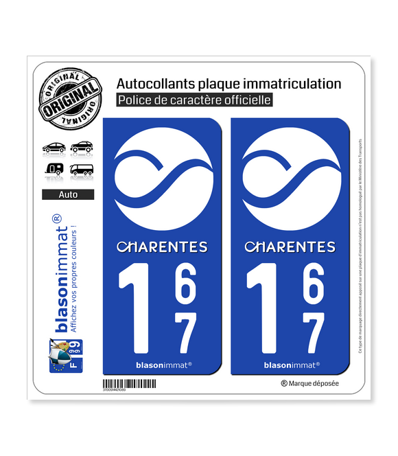 167 Charentes - Tourisme | Autocollant plaque immatriculation