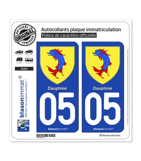 05 Dauphiné - Armoiries II | Autocollant plaque immatriculation