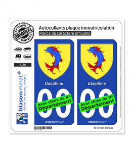 Dauphiné - Armoiries II | Autocollant plaque immatriculation