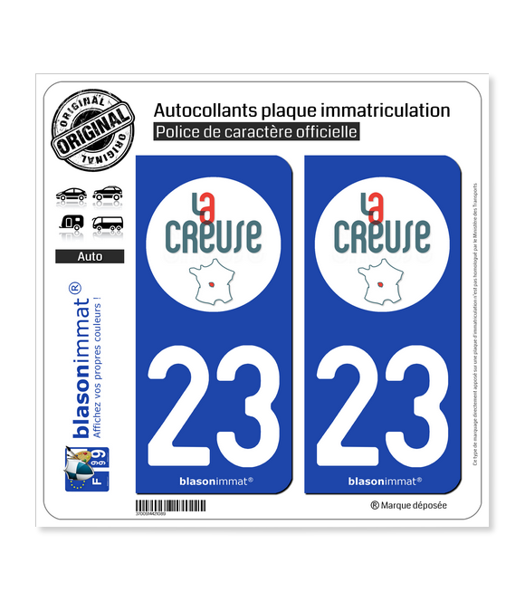 23 Creuse - Tourisme | Autocollant plaque immatriculation