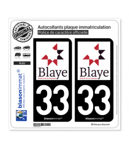 33 Blaye - Ville | Autocollant plaque immatriculation