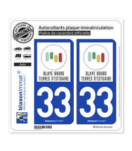 33 Blaye Bourg - Terres d'Estuaire | Autocollant plaque immatriculation