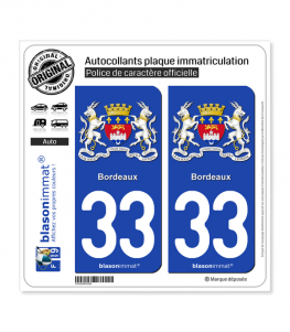 33 Bordeaux - Armoiries II | Autocollant plaque immatriculation