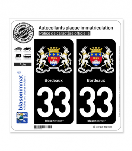 33 Bordeaux - Armoiries II | Autocollant plaque immatriculation