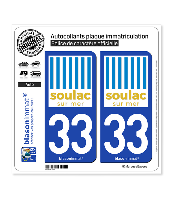 33 Soulac-sur-Mer - Commune | Autocollant plaque immatriculation