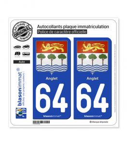 64 Anglet - Armoiries | Autocollant plaque immatriculation