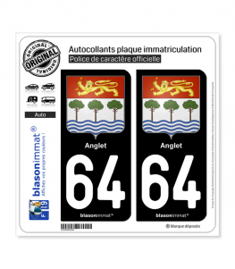 64 Anglet - Armoiries | Autocollant plaque immatriculation