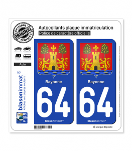 64 Bayonne - Armoiries | Autocollant plaque immatriculation