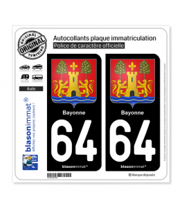 64 Bayonne - Armoiries | Autocollant plaque immatriculation