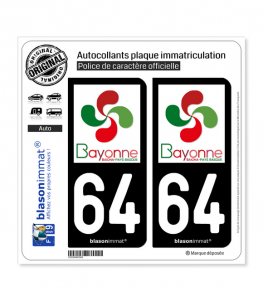 64 Bayonne - Tourisme | Autocollant plaque immatriculation