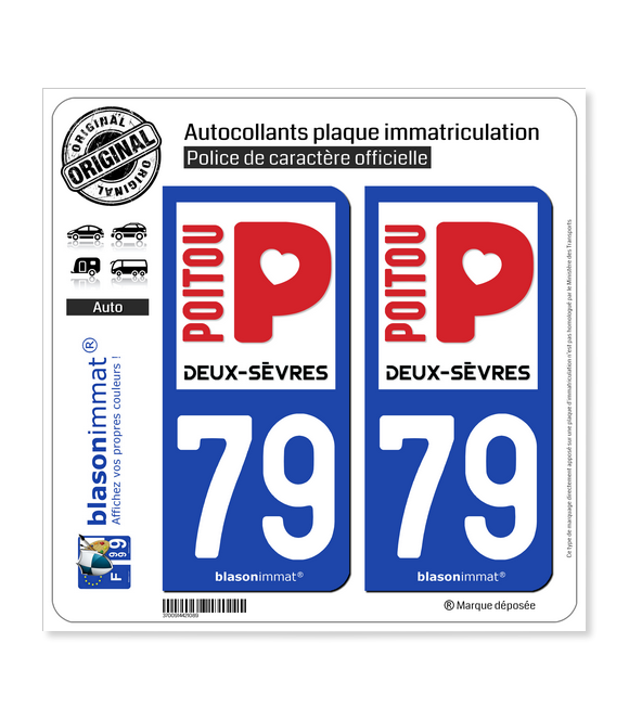 79 Deux-Sèvres - Poitou | Autocollant plaque immatriculation