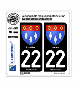 2 Stickers autocollant plaque d'immatriculation22 Loudéac Armoiries22600 