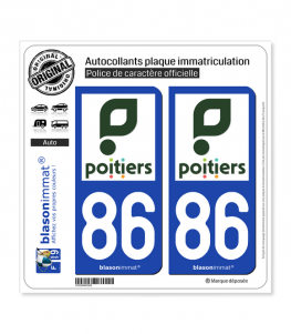 86 Poitiers - Ville | Autocollant plaque immatriculation
