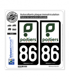 86 Poitiers - Ville | Autocollant plaque immatriculation