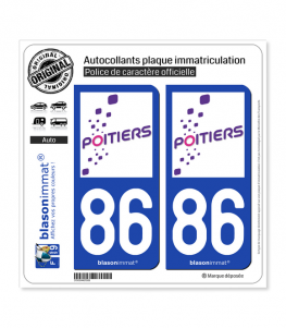 86 Poitiers - Tourisme | Autocollant plaque immatriculation