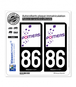 86 Poitiers - Tourisme | Autocollant plaque immatriculation