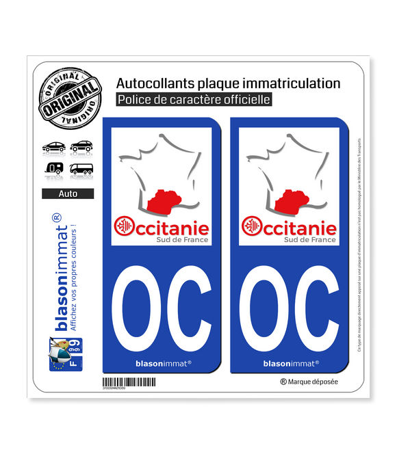 OC Occitanie - Sud de France | Autocollant plaque immatriculation