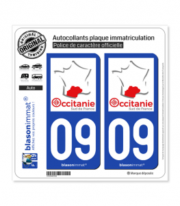 09 Occitanie - Sud de France | Autocollant plaque immatriculation