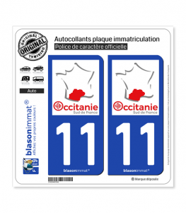 11 Occitanie - Sud de France | Autocollant plaque immatriculation