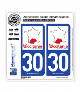 30 Occitanie - Sud de France | Autocollant plaque immatriculation