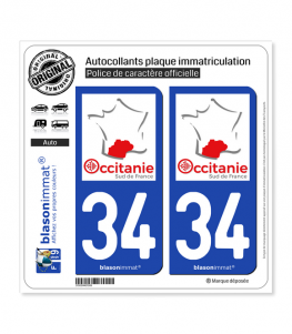 34 Occitanie - Sud de France | Autocollant plaque immatriculation