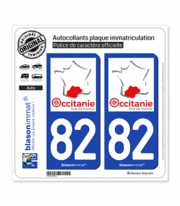 82 Occitanie - Sud de France | Autocollant plaque immatriculation