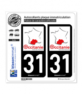 31 Occitanie - Sud de France | Autocollant plaque immatriculation