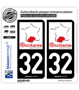 32 Occitanie - Sud de France | Autocollant plaque immatriculation