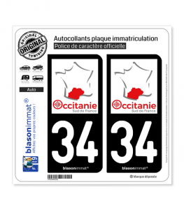 34 Occitanie - Sud de France | Autocollant plaque immatriculation