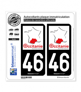 46 Occitanie - Sud de France | Autocollant plaque immatriculation