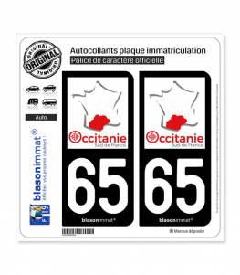 65 Occitanie - Sud de France | Autocollant plaque immatriculation