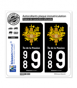 989 Ile de la Passion - Armoiries | Autocollant plaque immatriculation