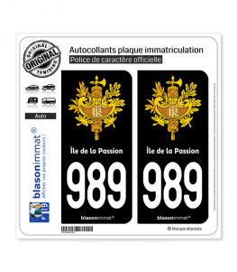 989-H Ile de la Passion - Armoiries | Autocollant plaque immatriculation
