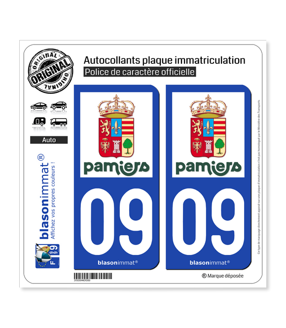 09 Pamiers - Ville | Autocollant plaque immatriculation