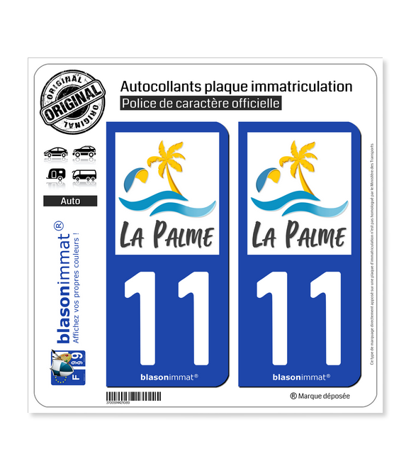 11 La Palme - Commune | Autocollant plaque immatriculation