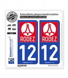 12 Rodez - Ville | Autocollant plaque immatriculation