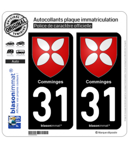 31 Comminges - Armoiries | Autocollant plaque immatriculation