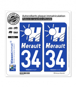 34 Hérault - Tourisme | Autocollant plaque immatriculation