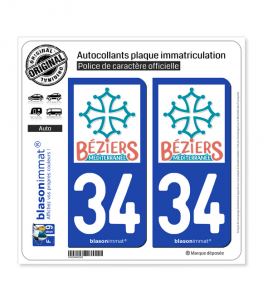 34 Béziers - Tourisme | Autocollant plaque immatriculation