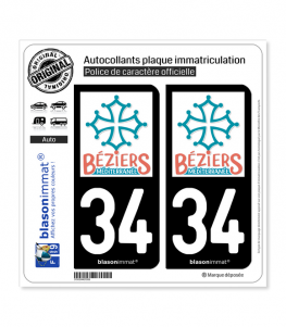 34 Béziers - Tourisme | Autocollant plaque immatriculation