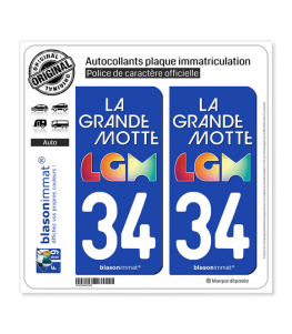 34 La Grande Motte - Ville | Autocollant plaque immatriculation
