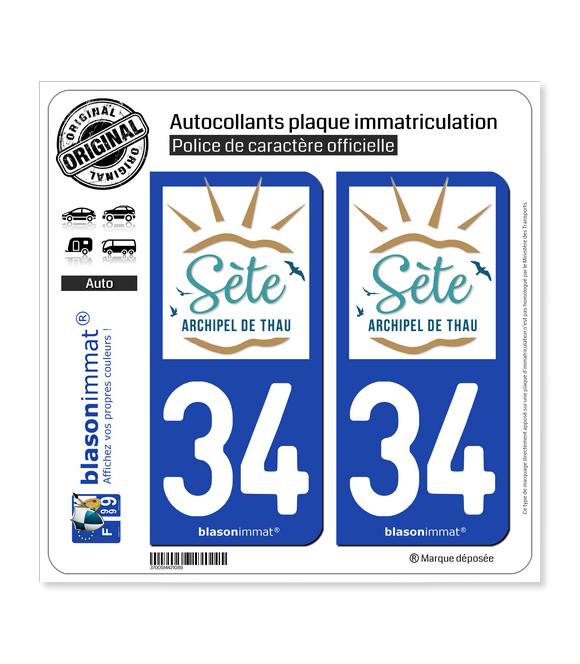 34 Sète - Archipel de Thau | Autocollant plaque immatriculation