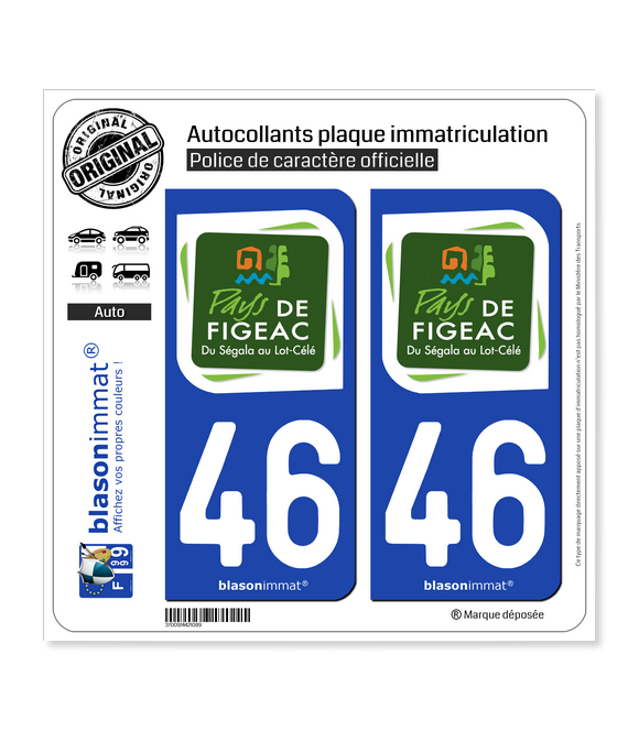 46 Figeac - Pays | Autocollant plaque immatriculation